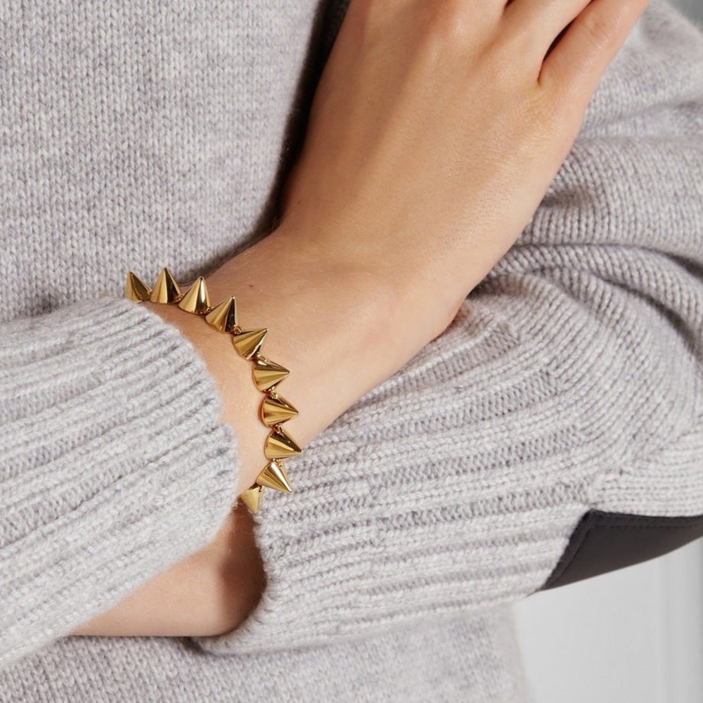 Eddie Borgo Cone Bracelet Gold Tone 7"  12 Kart Gold Plated‎